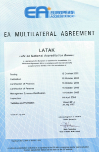 Ea logo, zils fons, daudzpusējās atzīšanas līguma datumi