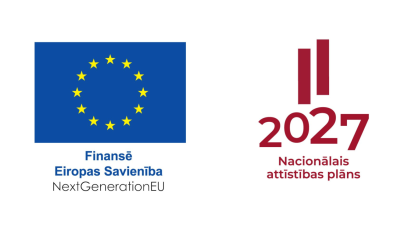Finansē Eiropas Savienība logo un Nacionālais attīstības plāns 2027 logo