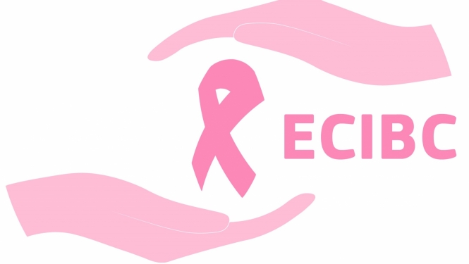 Divas rokas un krūts vēža simbols rozā lentīte