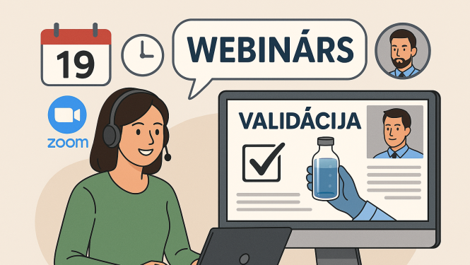 Sieviete ar austiņām un mikrofonu runā un priekšā tur portatīvo datoru, attēls ir ilustrācija