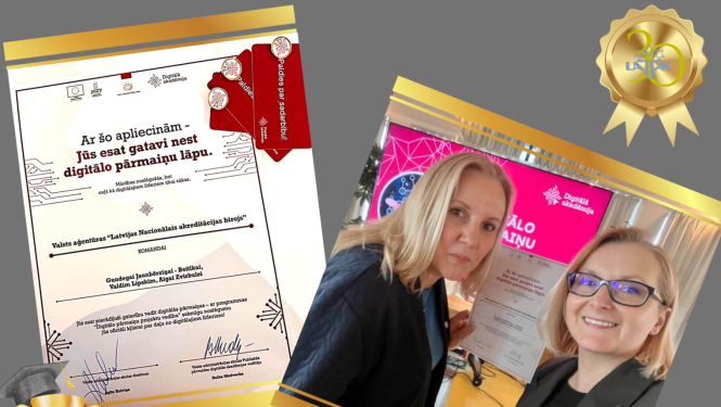 Apliecinājums un divas sievietes - LATAK direktore un VAS vadītāja.