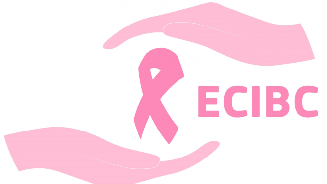 Divas rokas un krūts vēža simbols rozā lentīte