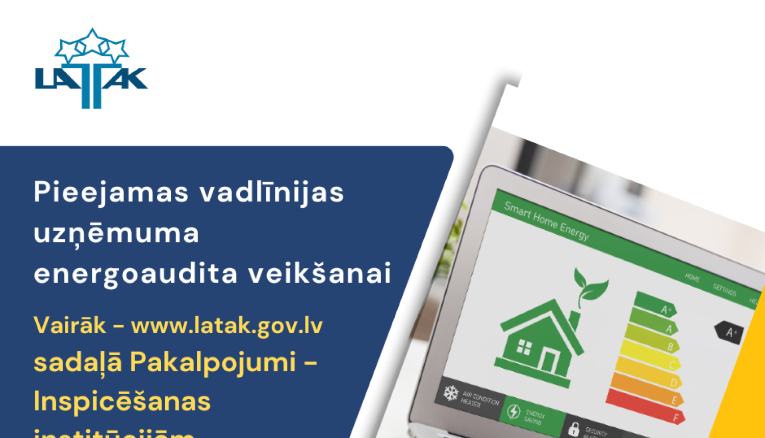 Energoaudita attēlojums -zaļa māja ar lapiņu